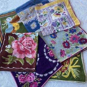 Vintage Hankerchiefs  Lot of 7  Colorful Florals